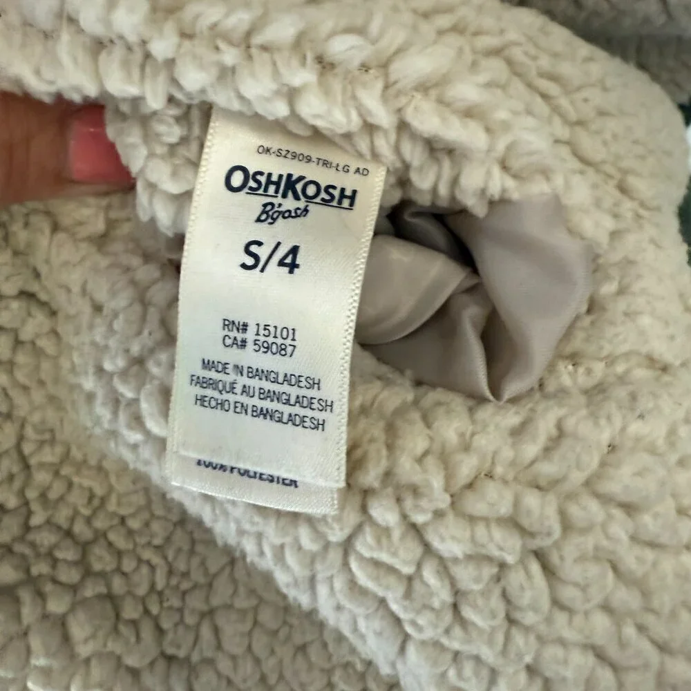 OshKosh B'Gosh Fleece & Sherpa Reversible Kids Boys Hooded Zip Jacket Coat